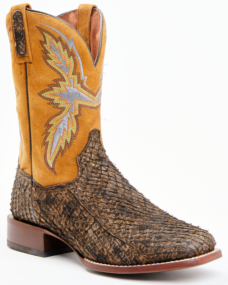 Dan Post Men's Exotic Huachinago Fish Western Boots - Broad Square Toe, Brown, hi-res
