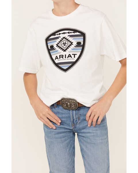 Image #3 - Ariat Boys' Southwestern Logo Short Sleeve Graphic T-Shirt , White, hi-res