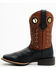 Image #3 - RANK 45® Men's Warrior Performance Western Boots - Broad Square Toe, Black/brown, hi-res