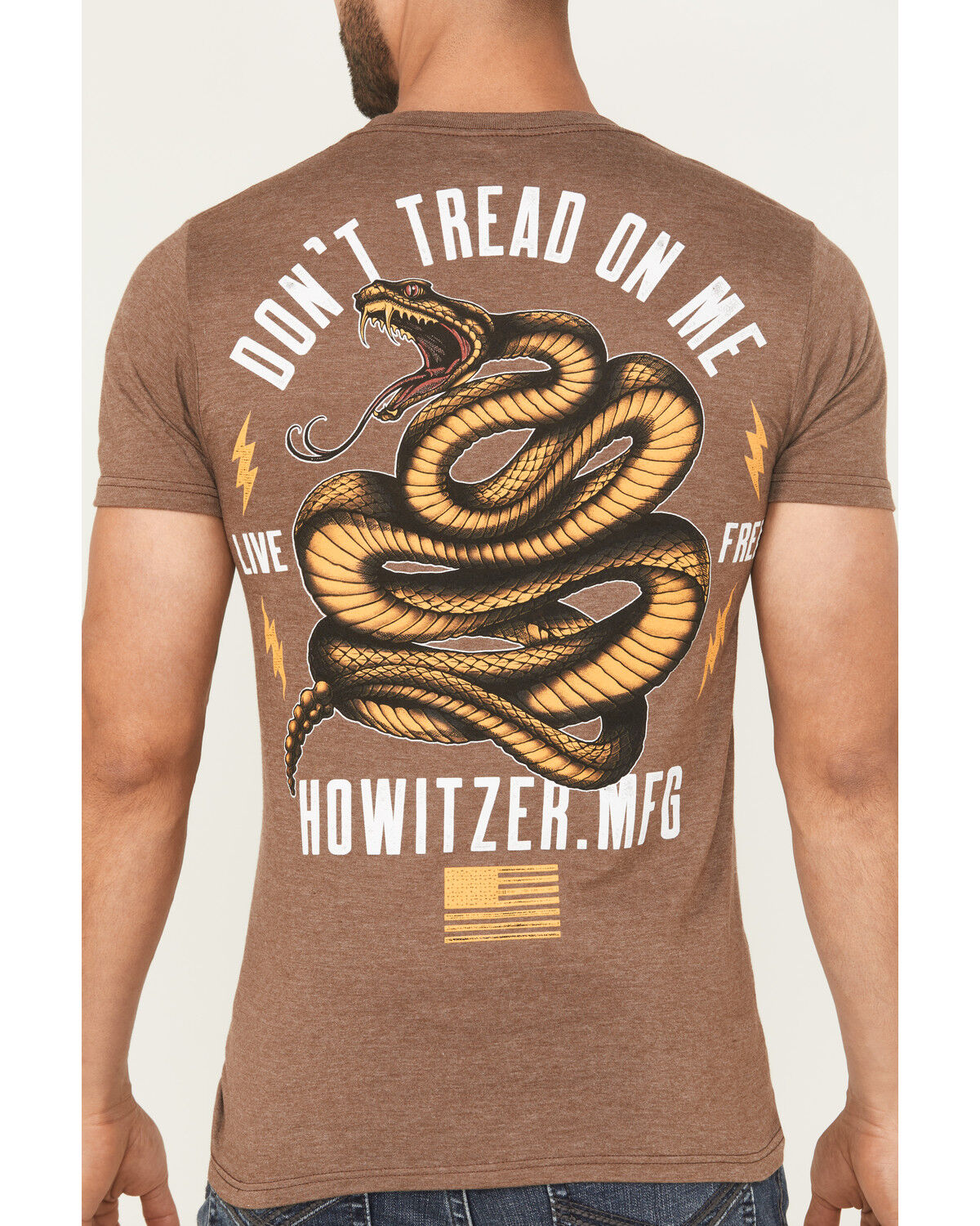 Image #3 - Howitzer Men's Don't Tread on Me Short Sleeve Graphic T-Shirt, Brown, hi-res