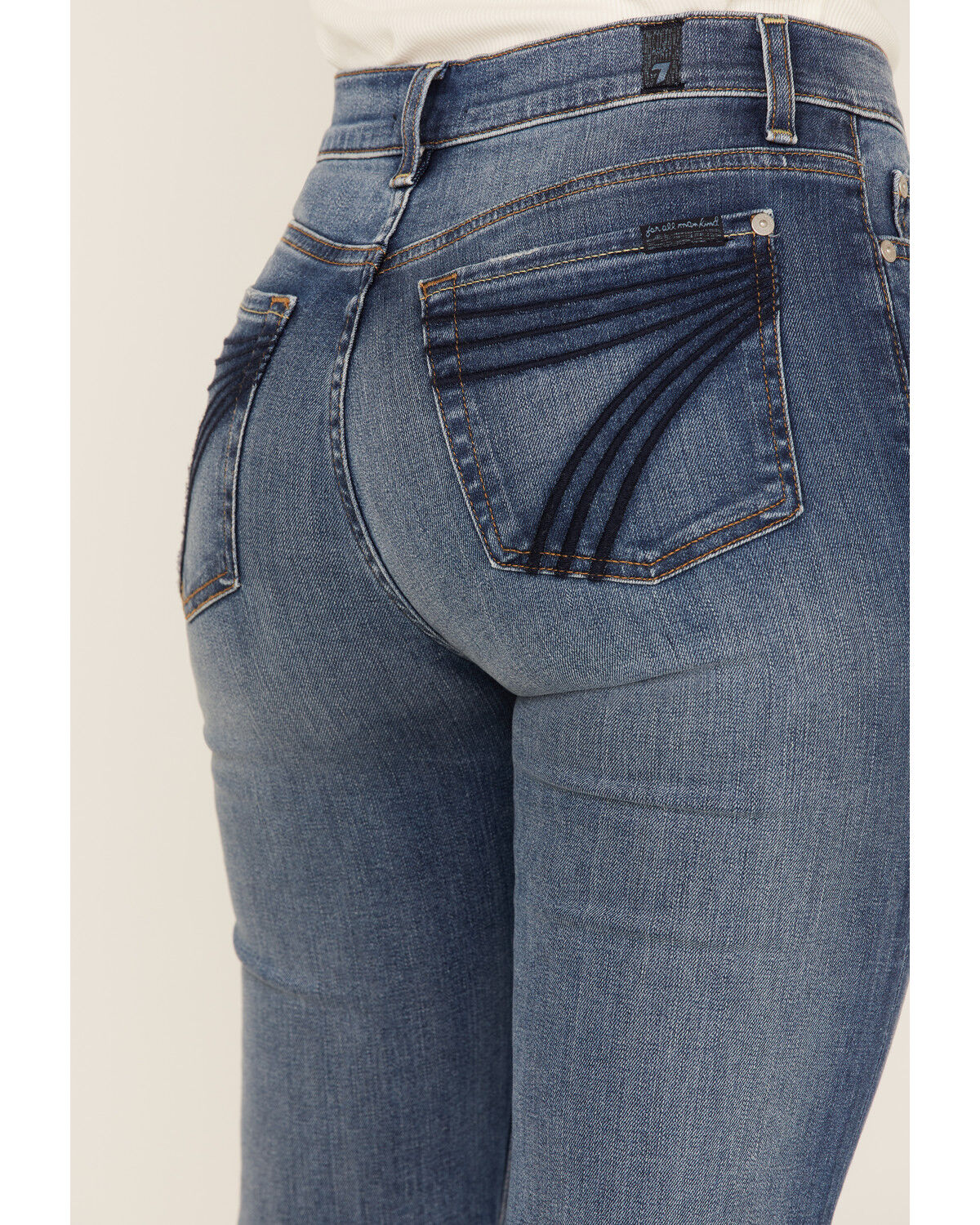Image #2 - 7 For All Mankind Women's Medium Wash Mid Rise Dojo Wide Jeans, Blue, hi-res