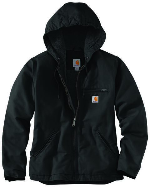 Image #1 - Carhartt Women's Washed Duck Sherpa-Lined Jacket , Black, hi-res