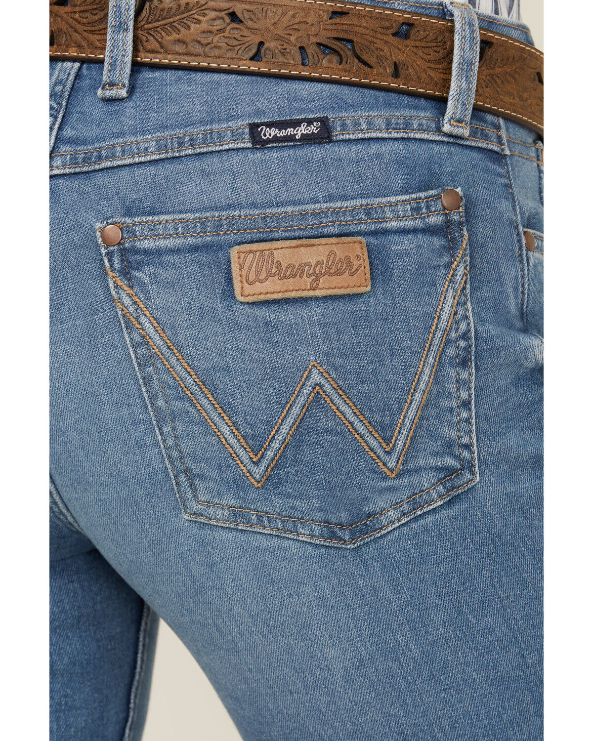 Image #4 - Wrangler Retro Women's Eva Medium Wash Mid Rise Mae Stretch Trouser Jeans, Medium Wash, hi-res