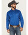 Image #1 - Ariat Men's Team Logo Twill Solid Long Sleeve Button-Down Western Shirt, Royal Blue, hi-res