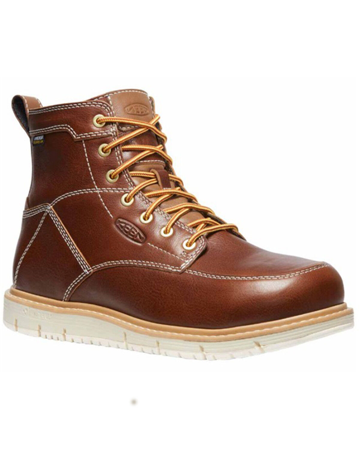 Image #1 - Keen Men's 6" San Jose Waterproof Work Boots - Alloy Toe, Brown, hi-res