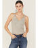 Image #1 - Miss Me Women's Rhinestone Knotted Sleeveless Tank Top, Silver, hi-res