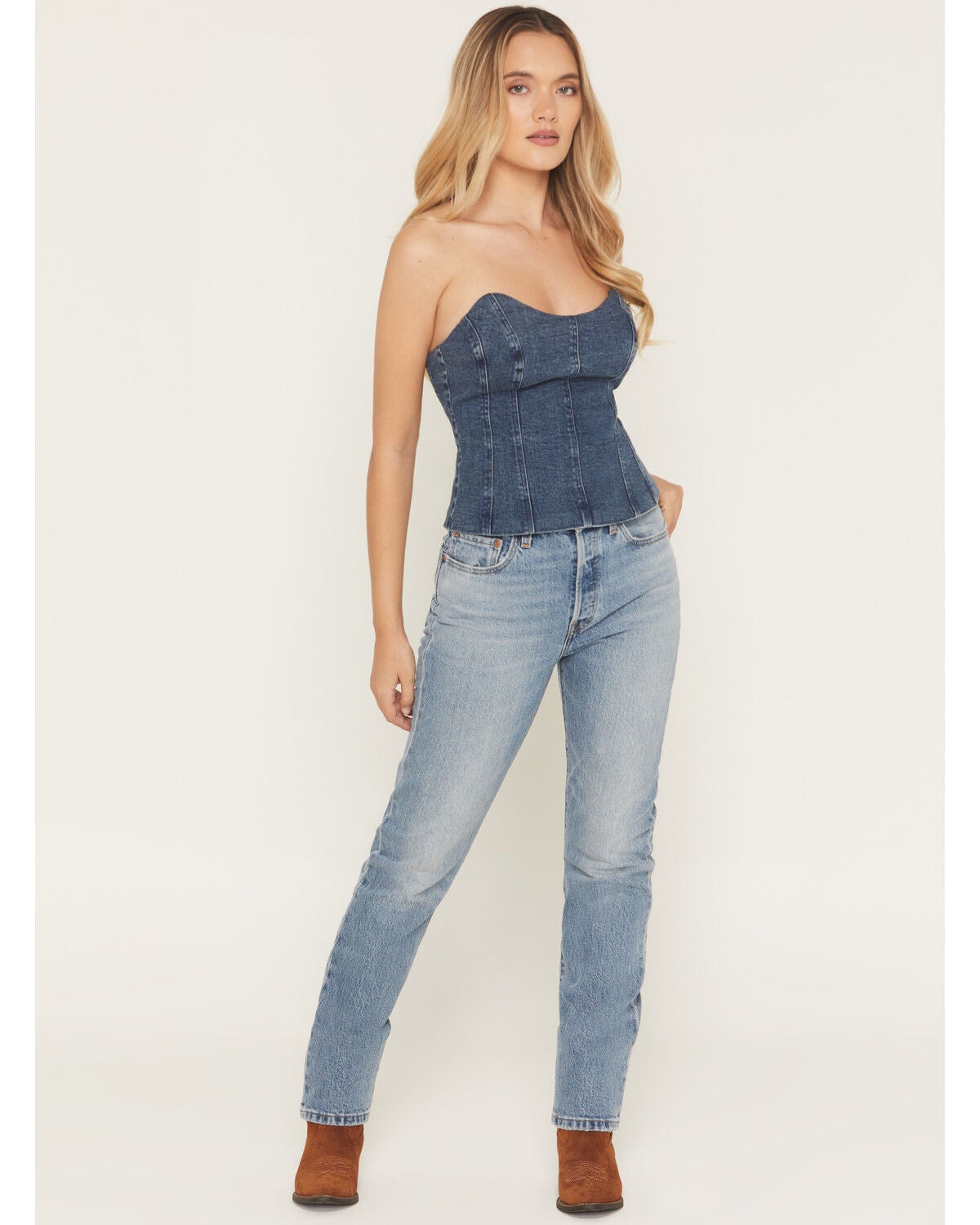 Levi's Women's 501 Medium Wash High Rise Straight Leg Stretch Denim Jeans, Medium Wash, hi-res