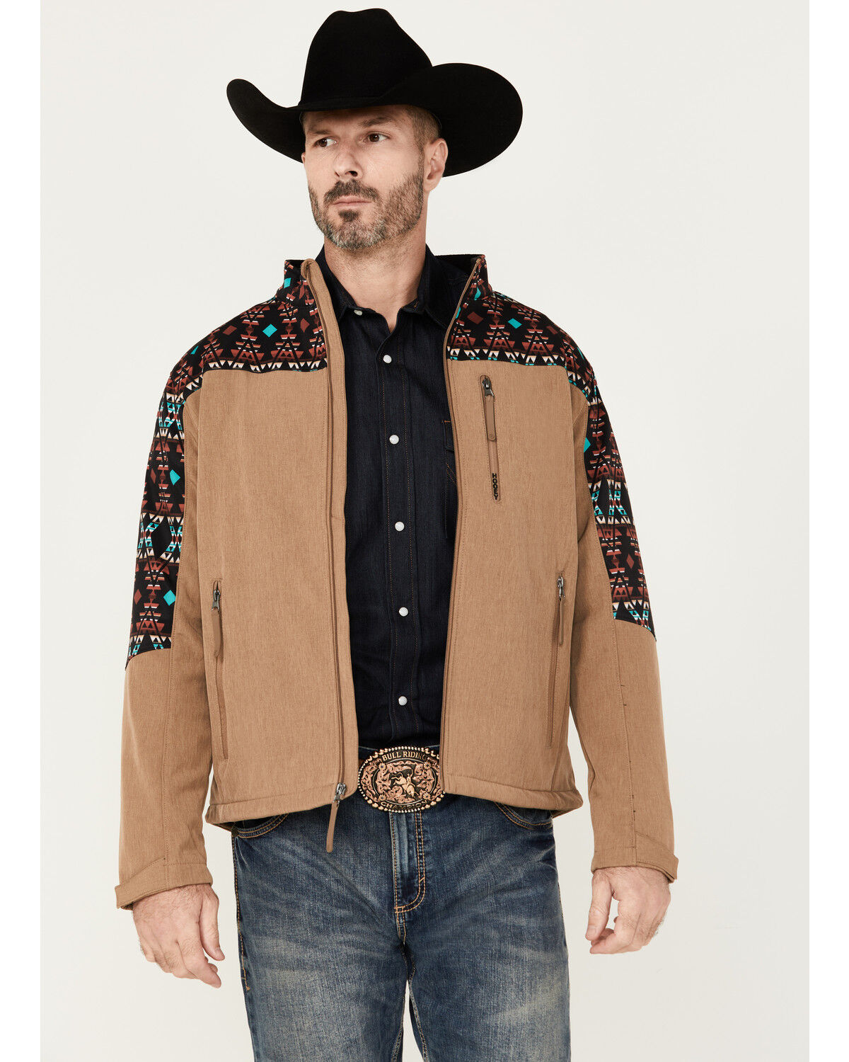 Image #1 - Hooey Men's Color Blocked Softshell Jacket - Big, Tan, hi-res