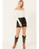 Image #1 - Blue B Women's High Rise Faux Leather Studded Shorts, Black, hi-res