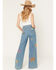 Image #3 - Wrangler X Lainey Wilson Women's Medium Wash High Rise Embroidered Cheeky Wide Leg Denim Jeans, Medium Wash, hi-res