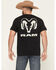 Image #1 - Buckwear Men's Ram Camo Print Logo Short Sleeve Graphic T-Shirt, Black, hi-res