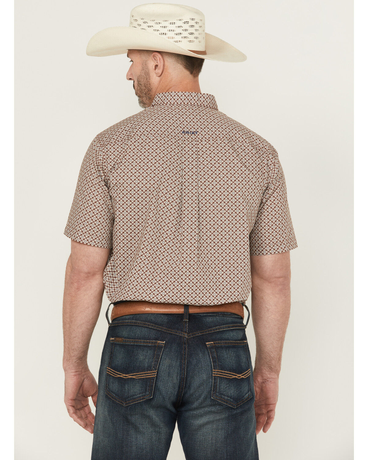 Image #4 - Ariat Men's Carmelo Floral Geo Print Short Sleeve Button-Down Western Shirt, Brown, hi-res