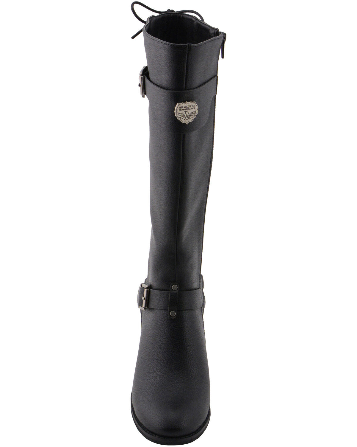 Image #5 - Milwaukee Leather Women's Back End Laced Riding Boots - Round Toe, Black, hi-res