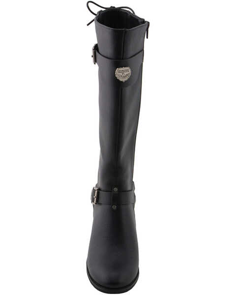 Image #5 - Milwaukee Leather Women's Back End Laced Riding Boots - Round Toe, Black, hi-res