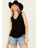 Image #2 - Eyeshadow Women's Lace Trim Cami, Black, hi-res