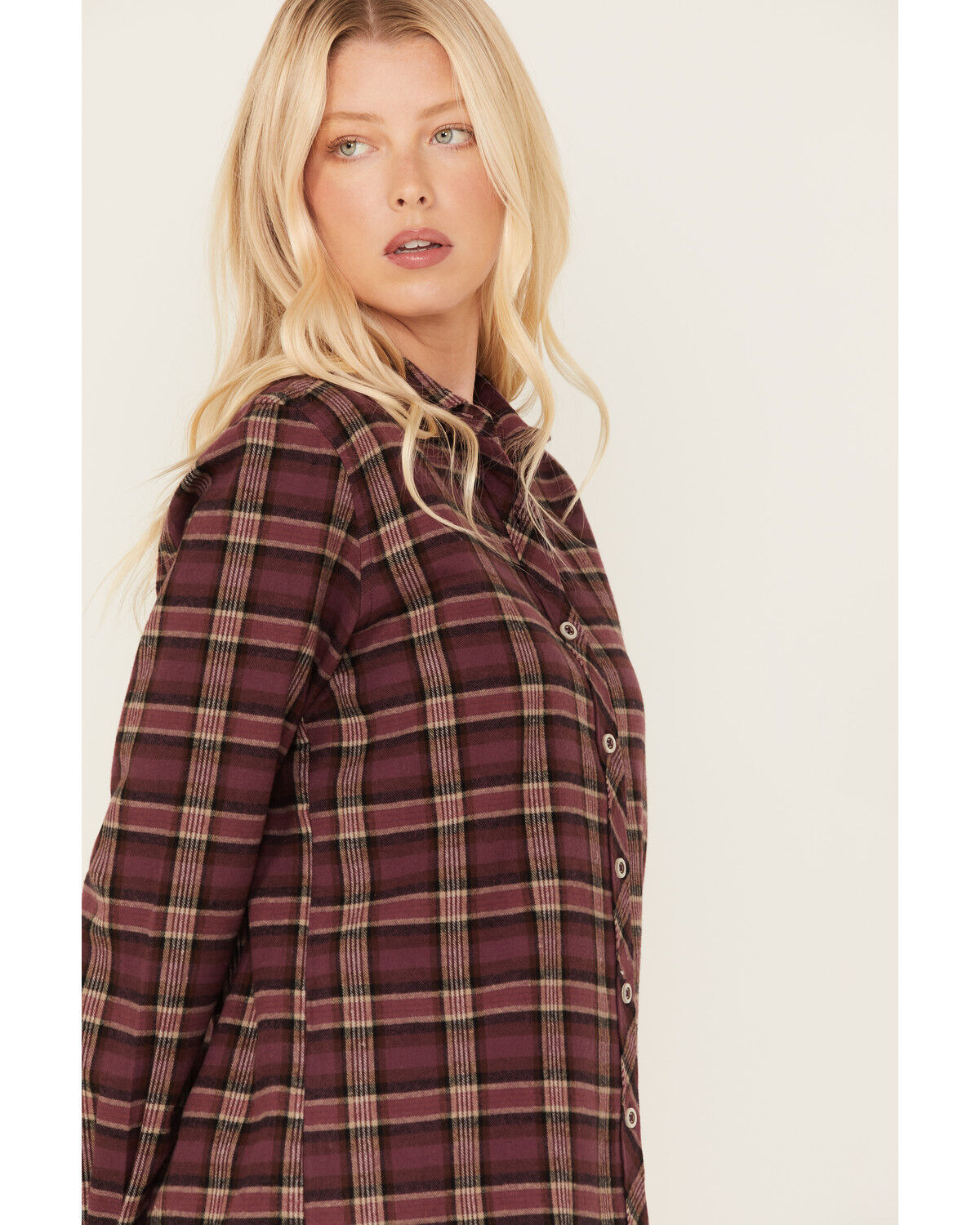 Image #2 - North River Women's Plaid Print Long Sleeve Button Down Flannel Shirt, Purple, hi-res