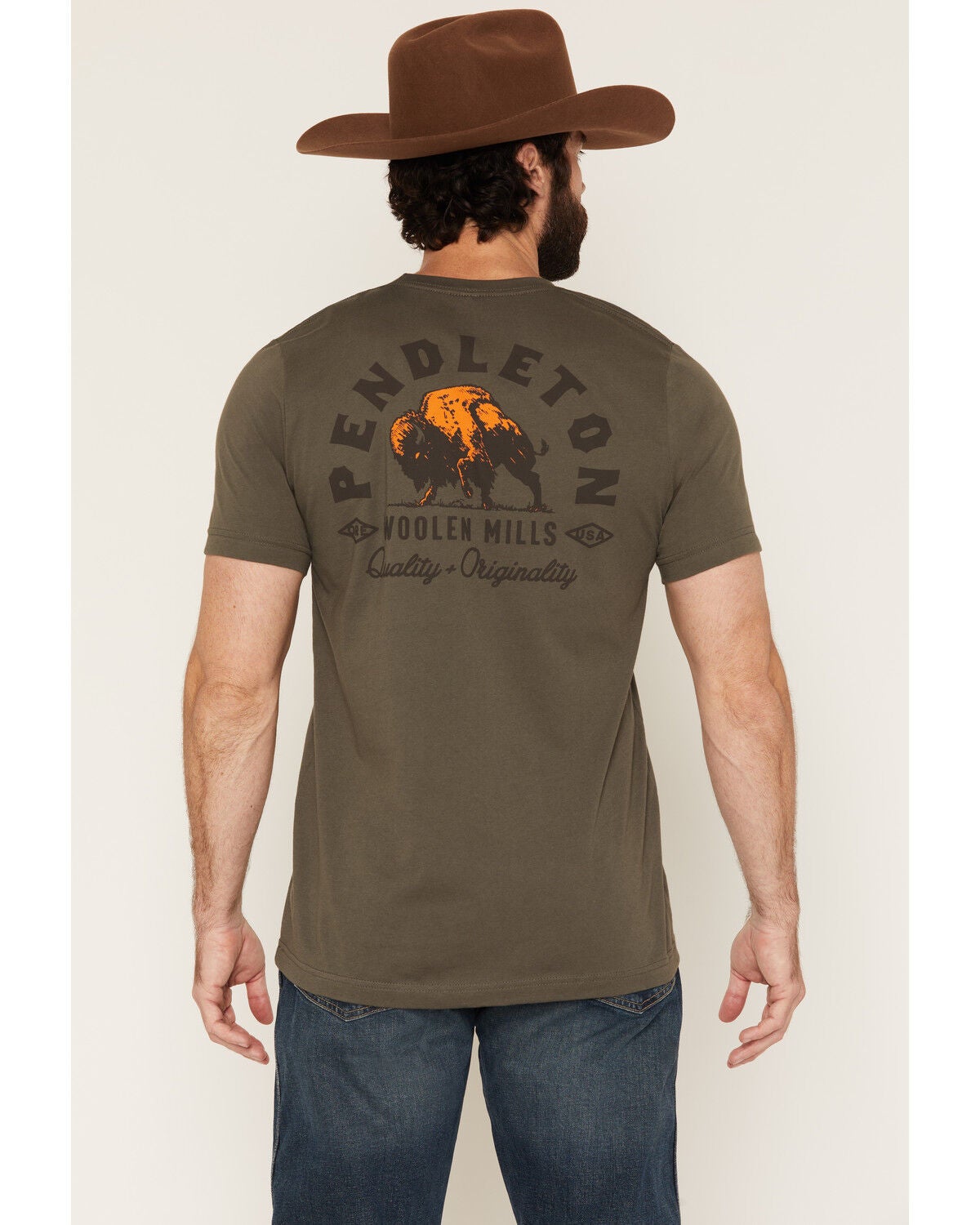 Pendleton Men's Charging Bison Short Sleeve Graphic T-Shirt, Grey, hi-res