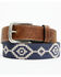 Image #1 - Cody James Men's Clayton Southwestern Cross Stich Leather Belt, Blue, hi-res