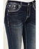 Image #4 - Grace In LA Women's Dark Wash Sequin Pocket Mid Rise Bootcut Stretch Denim Jeans , Dark Wash, hi-res
