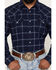 Image #3 - Gibson Trading Co Men's Country Line Plaid Print Long Sleeve Snap Flannel Shirt, Navy, hi-res