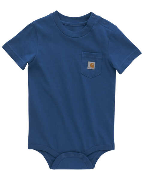 Image #1 - Carhartt Infant Boys' Short Sleeve Pocket Onesie , Blue, hi-res