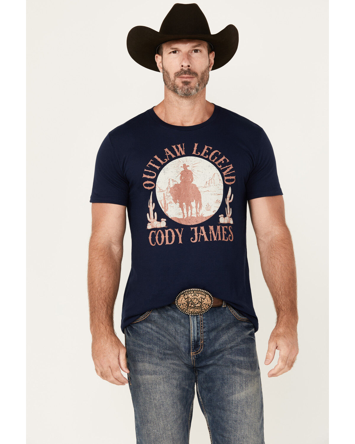 Image #1 - Cody James Men's Legendary Desert Cowboy Short Sleeve Graphic T-Shirt, Navy, hi-res