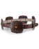 Angel Ranch Women's Brown Scalloped Concho Leather Belt , Brown, hi-res
