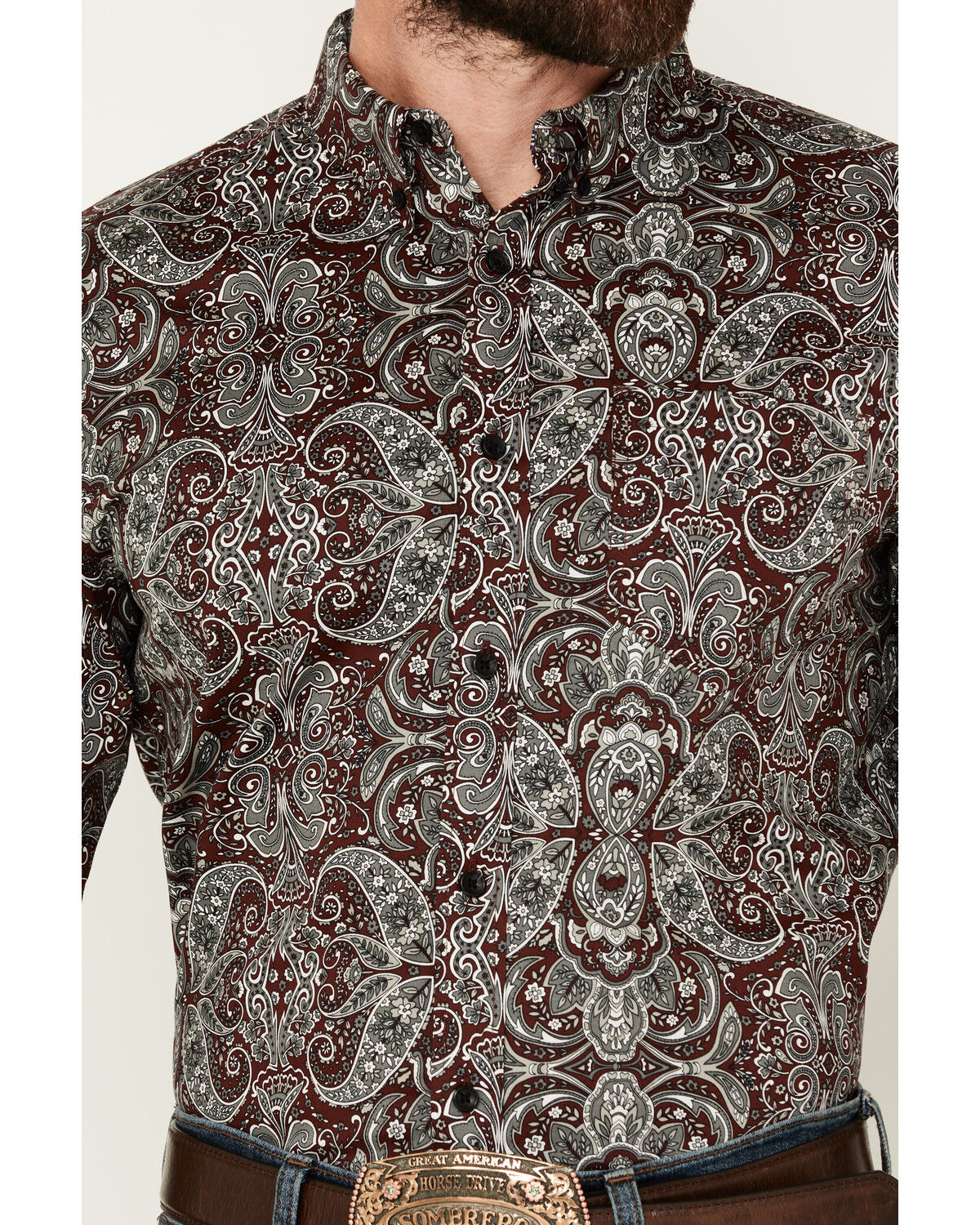 Image #3 - Cody James Men's Showcase Paisley Print Long Sleeve Button-Down Stretch Western Shirt, , hi-res
