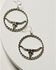Image #2 - Idyllwind Women's Hillcrest Antique Longhorn Hoop Earrings, Silver, hi-res