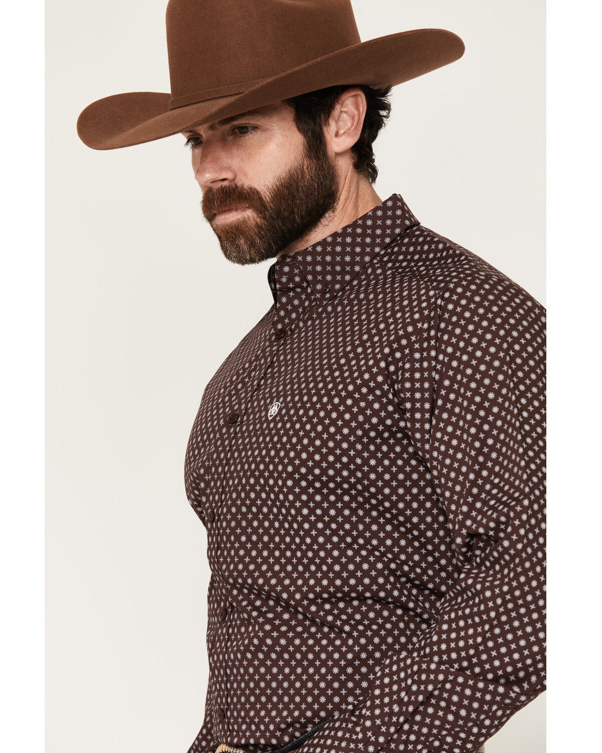 Image #2 - Ariat Men's Constantine Medallion Print Long Sleeve Button-Down Western Shirt - Big, Brown, hi-res
