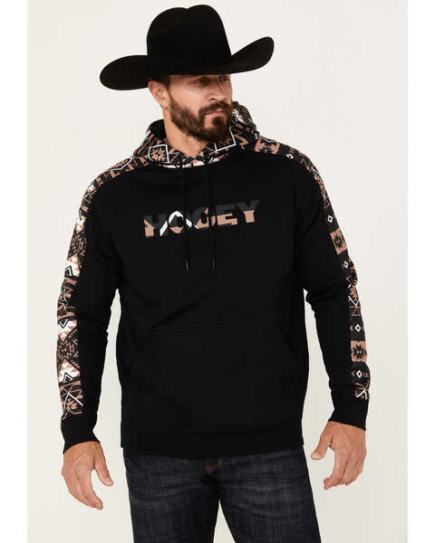 Hooey Men's Canyon Southwestern Print Hooded Sweatshirt, Black, hi-res