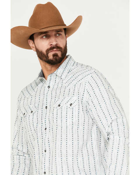 Image #2 - Moonshine Spirit Men's Elderflower Striped Long Sleeve Western Snap Shirt, White, hi-res