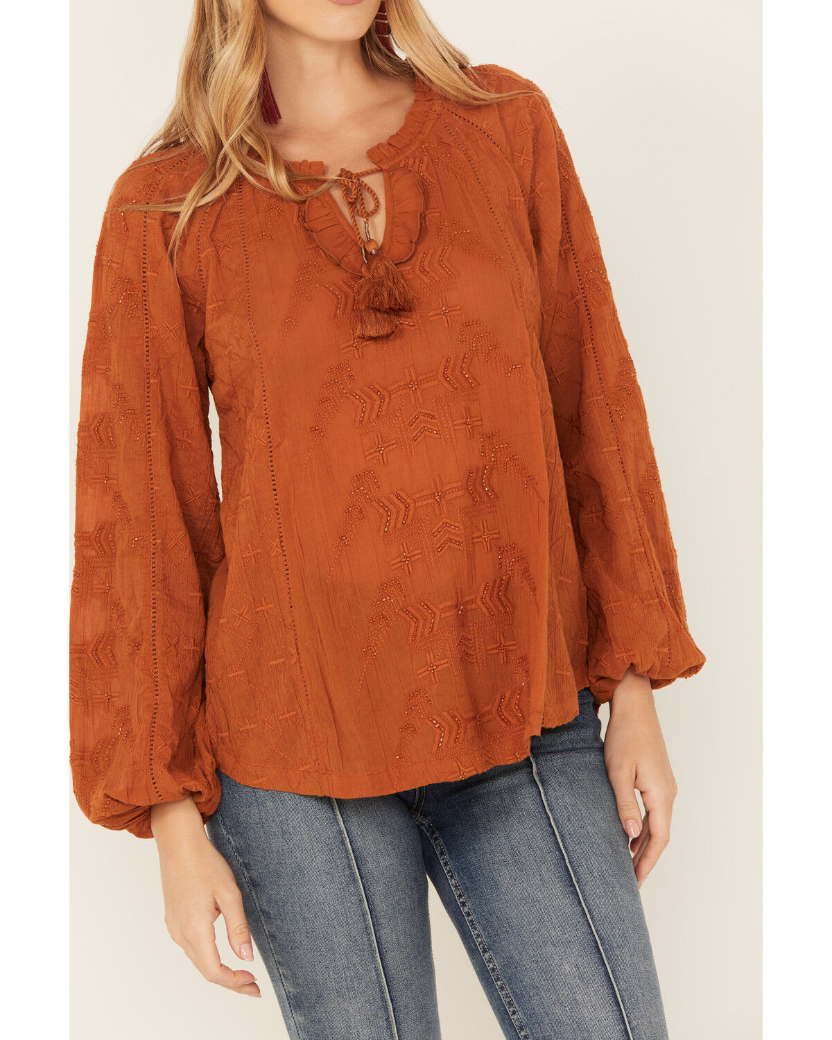 Image #3 - Shyanne Women's Long Sleeve Boho Blouse, Caramel, hi-res
