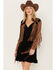 Vocal Women's Star Faux Fringe Jacket, Brown, hi-res