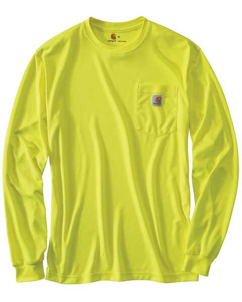 Image #1 - Carhartt Force Color-Enhanced Long Sleeve T-Shirt, Lime, hi-res