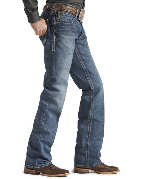 Ariat Men's M4 Gulch Medium Wash Low Rise Relaxed Bootcut Jeans - Tall, Med Wash, hi-res