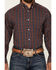 Image #3 - Ariat Men's Iker Plaid Print Long Sleeve Button-Down Western Shirt, Navy, hi-res