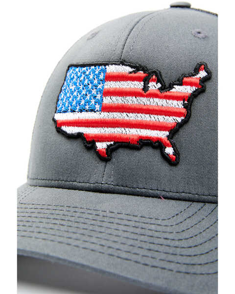 Image #2 - Oil Field Hats Men's Gray & Black American Flag US Patch Mesh-Back Ball Cap, Charcoal, hi-res