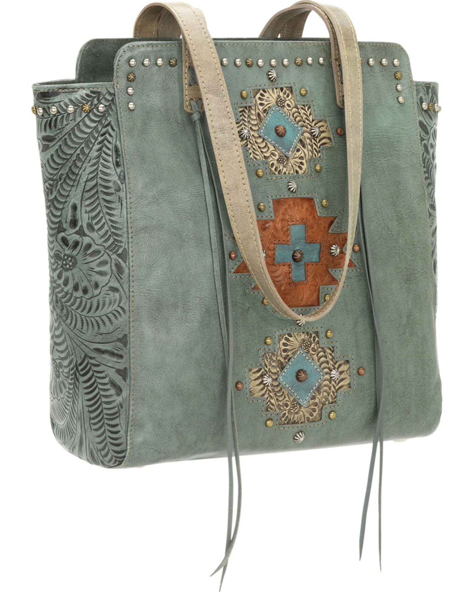 Image #1 - American West Navajo Soul Zip Top Tote, Turquoise, hi-res