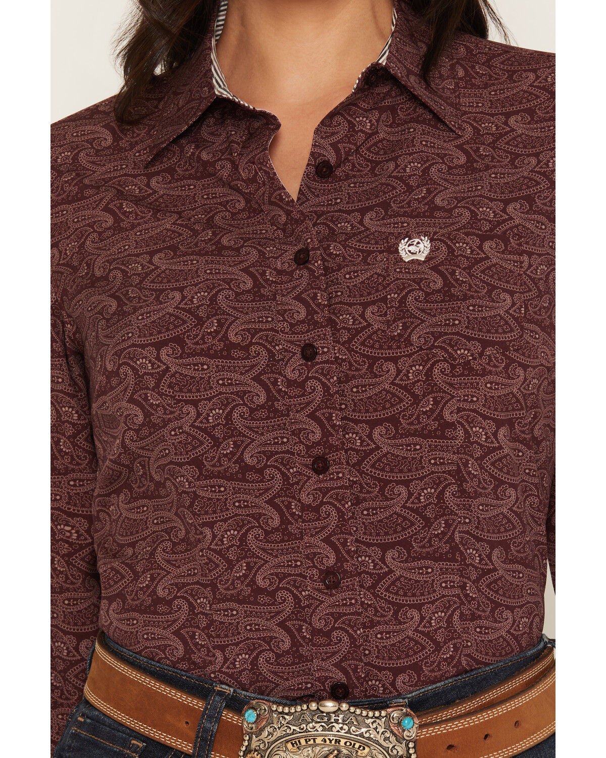 Image #3 - Cinch Women's ARENAFLEX&reg; Paisley Print Long Sleeve Button-Down Stretch Western Shirt, Purple, hi-res
