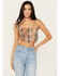 Image #1 - Miss Me Women's Sequins Plaid Print Cropped Tank, Rust Copper, hi-res
