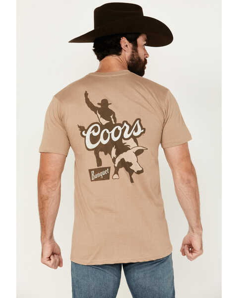 Image #1 - Changes Men's Coors Banquet Bull Rider Short Sleeve Graphic T-Shirt , Sand, hi-res