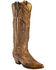Image #1 - Corral Women's Vintage Brown Eagle Overlay Tall Western Boots - Snip Toe, , hi-res