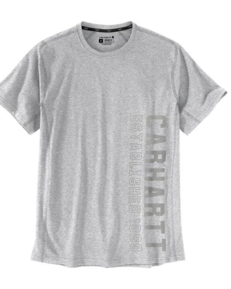 Carhartt Men's Force Midweight Logo Graphic Short Sleeve Work T-Shirt , Grey, hi-res