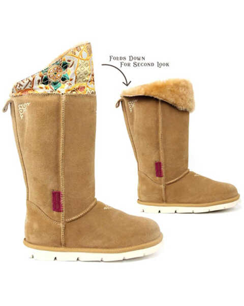 Image #5 - Superlamb Women's Mongol Foldable Cuff Pull On Casual Boots - Round Toe, Tan, hi-res