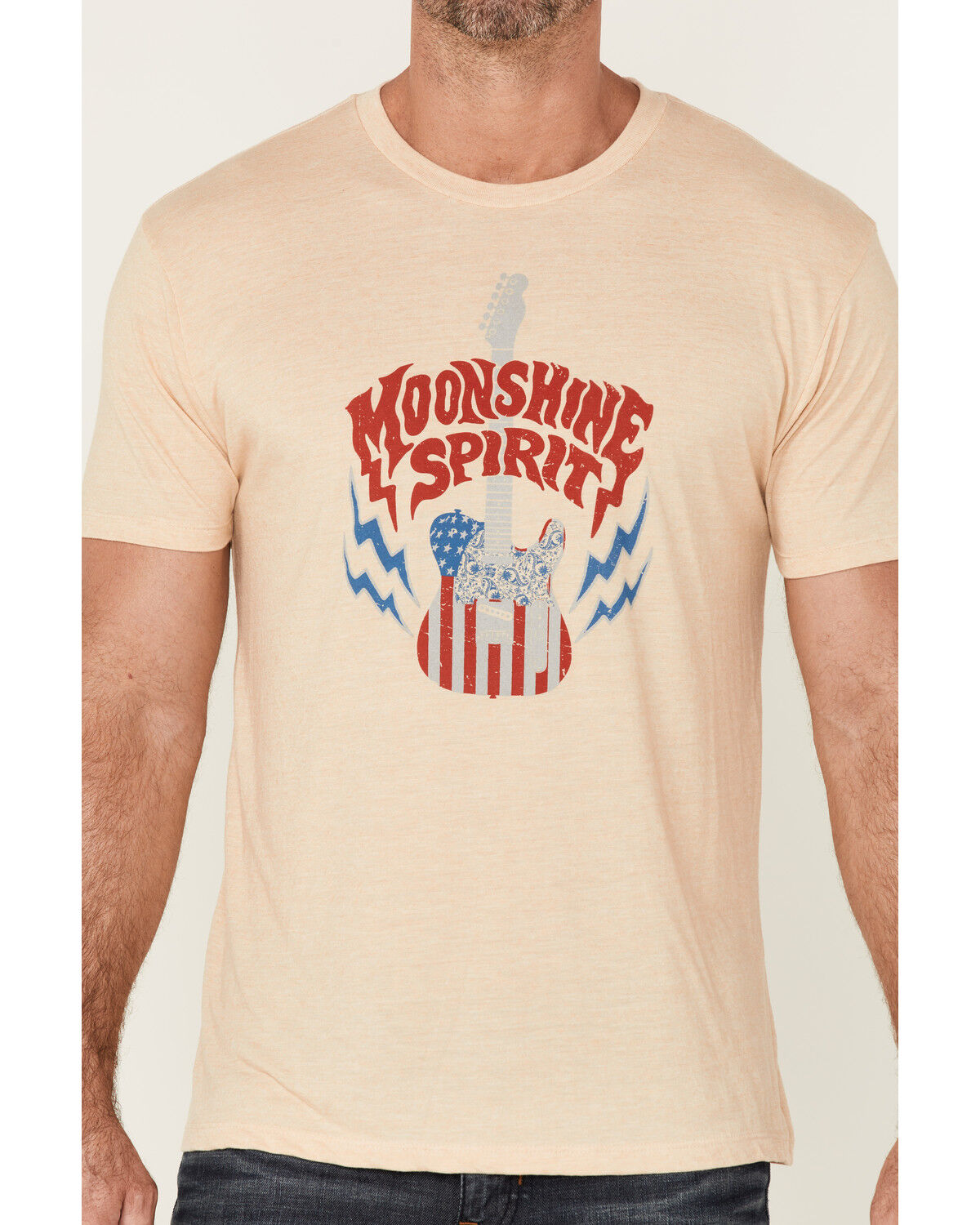 Image #3 - Moonshine Spirit Men's Guitar USA Graphic Short Sleeve T-Shirt, White, hi-res