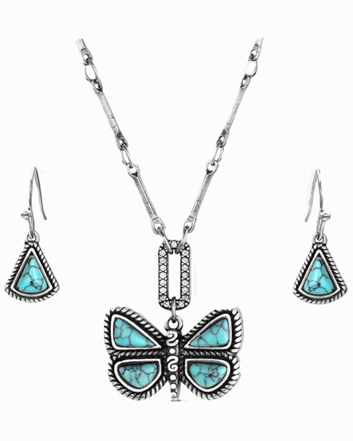 Image #1 - Montana Silversmiths Women's Set Me Free Turquoise Jewelry Set - 2 Piece, Silver, hi-res