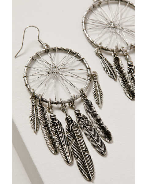 Shyanne Women's Wild Soul Dreamcatcher Fringe Hoop Earrings, Silver, hi-res