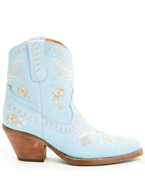 Image #2 - Dingo Women's Primrose Embroidered Leather Western Fashion Booties - Snip Toe , Blue, hi-res