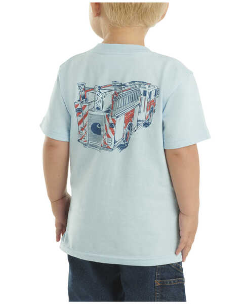 Image #3 - Carhartt Toddler Boys' Fire Truck Short Sleeve Graphic T-Shirt , Light Blue, hi-res